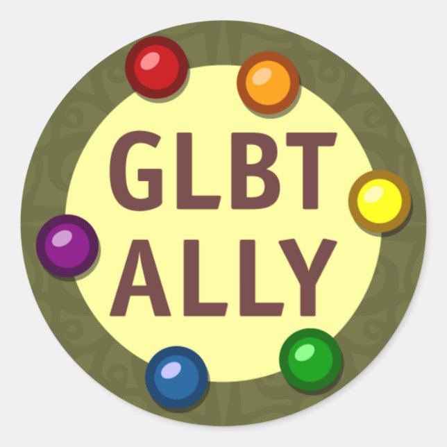 Adesivo GLBT Ally Baubles Round Sticker (Frente)