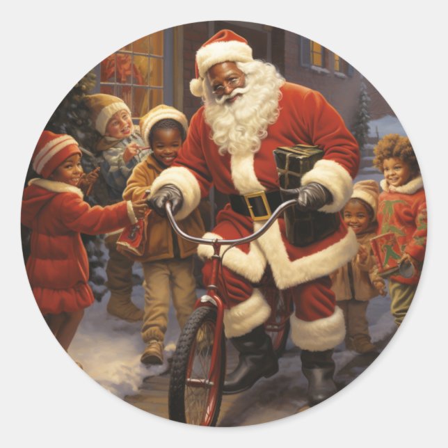 Adesivo Glee com Papais noeis Negros: Feliz Natal Alegria (Frente)