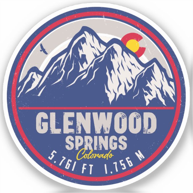 Adesivo Glenwood Primaveras Colorado Ski Hiking Souvenirs (Frente)
