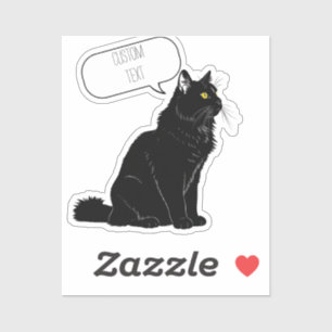 Adesivo Glimmering Gaze: Gato Negro Fluffy Personalizado