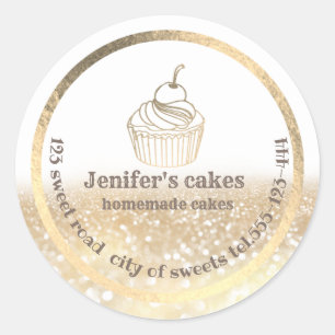 Adesivo Gliteria Dourada Bolos caseiros e embalagens