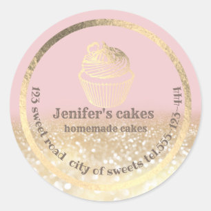 Adesivo Gliteria Dourada Bolos caseiros e embalagens para 