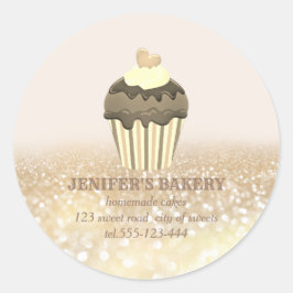 Adesivo Gliteria dourada em vinheta cupcakes caseiros e do
