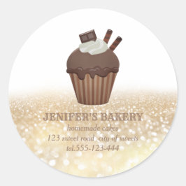 Adesivo Gliteria dourada em vinheta cupcakes caseiros e do