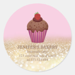 Adesivo Gliteria dourada em vinheta cupcakes caseiros e do