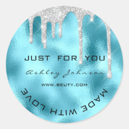 Adesivo Glitor Obrigado Azul Prateado Feita Com Nome De Am