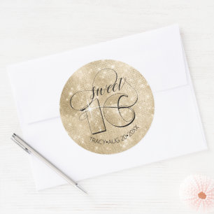 Adesivo Glitter and Shine Sweet 16 Dourado ID675