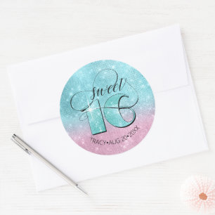 Adesivo Glitter and Shine Sweet 16 Teal/Pink ID675