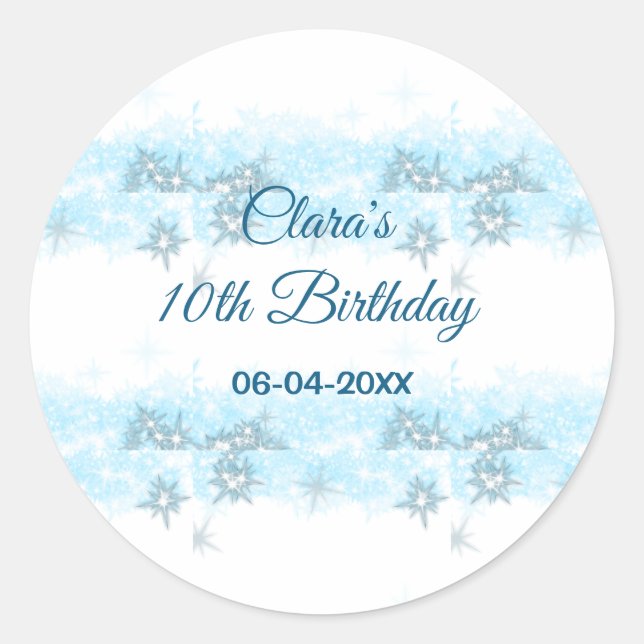 Adesivo Glitter azul-céu adicionar data de aniversário nom (Frente)