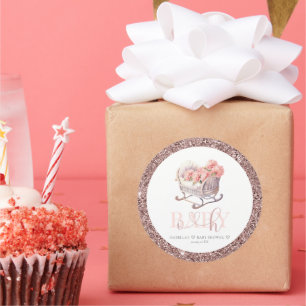 Adesivo Glitter Baby Basket de Chá de fraldas Personalizad