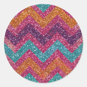 Adesivo Glitter Chevron Cor-de-Rosa Púrpura Cor-de-Laranj