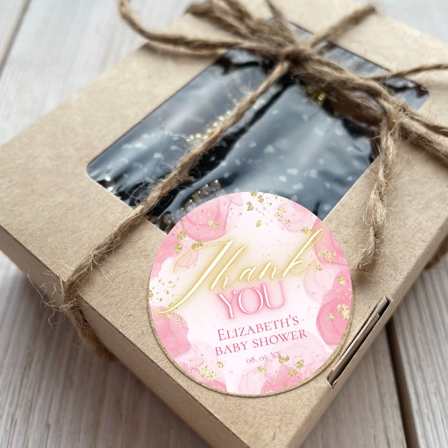 Adesivo Glitter Cor de Água Rosa e Dourado Elegante Obriga (Criador carregado)