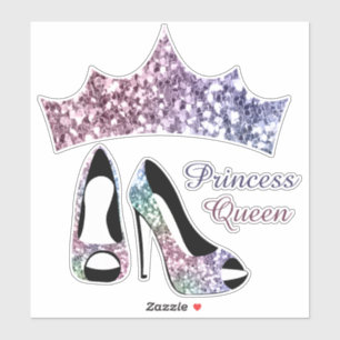 Adesivo Glitter Crown High Heels Princess