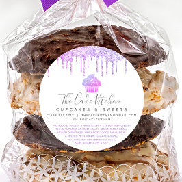Adesivo Glitter de Cupcake roxo pega panela chef legal