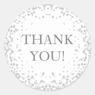 Adesivo Glitter De Diamante Branco Elegante Obrigado