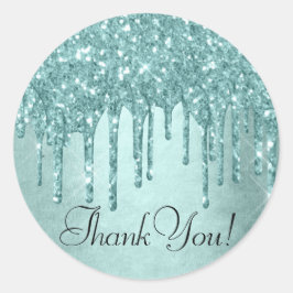 Adesivo Glitter de Mensagem de Discagem | Aqua Teal Pour O