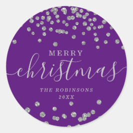Adesivo Glitter de Natal de Silver Holiday Confetti Roxo
