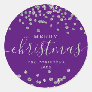 Adesivo Glitter de Natal de Silver Holiday Confetti Roxo