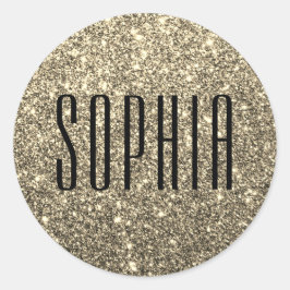 Adesivo Glitter de nome brilhante preto e Dourado