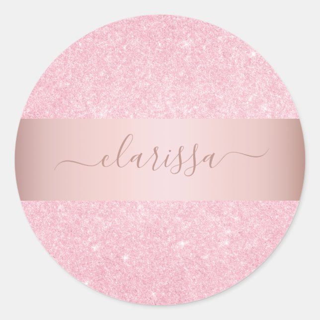 Adesivo Glitter de ouro rosa geométrico elegante (Frente)