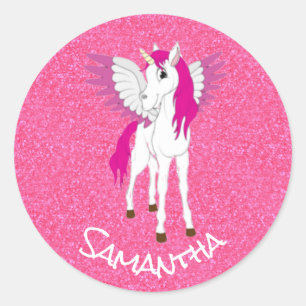 Adesivo Glitter de Partido Rosa Unicórnio