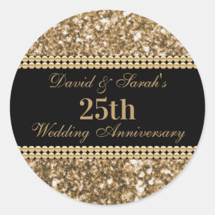 Adesivo Glitter Dourado da Celebração do 25 Casamento