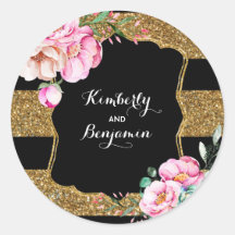 Glitter Dourado e Flores Rosa