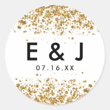 Glitter Dourado Monograma de Casamento com Glitter