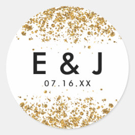 Adesivo Glitter Dourado Monograma de Casamento com Glitter