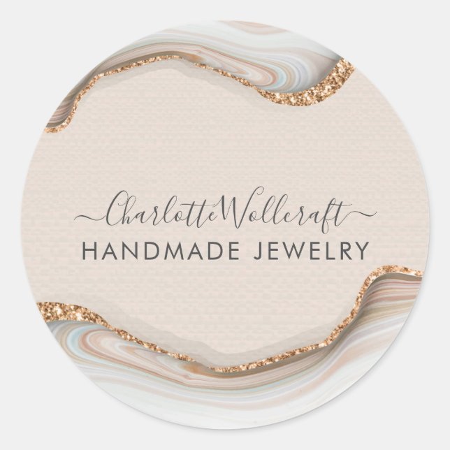 Adesivo Glitter Dourado rosa Agate Marble Agate Joias feit (Frente)