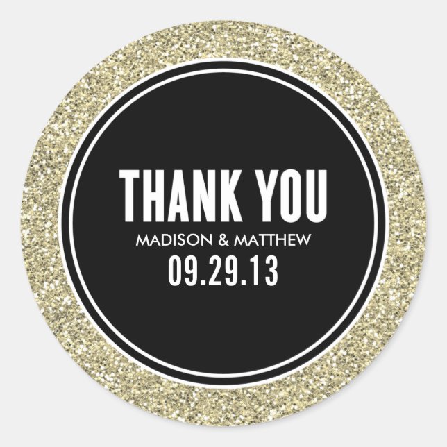 ADESIVO GLITTER & DOURADO | RÓTULOS DE FAVOR DE CASAMENTO (Frente)