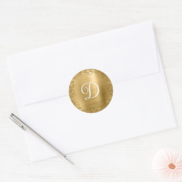 Adesivo Glitter e Folha de Ouro Monograma Circular