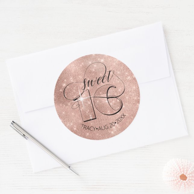 Adesivo Glitter e Shine Sweet 16 Rosa Dourado ID675 (Envelope)