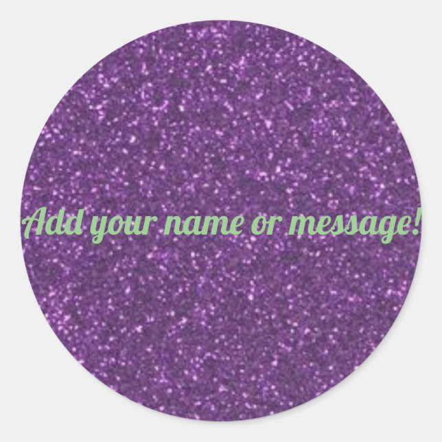 Adesivo Glitter espumante roxo personalizado (Frente)