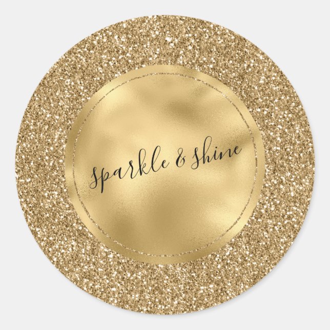 Adesivo Glitter Glitter Sparkle Dourado Personalizado (Frente)
