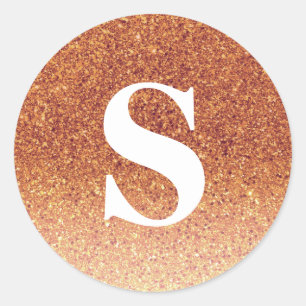 Adesivo Glitter Laranja Monograma Elegante Selo do Envelop