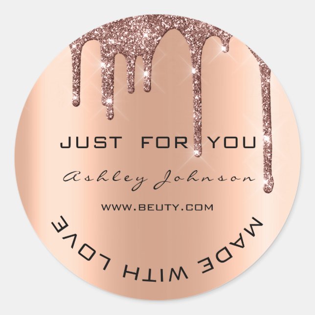 Adesivo Glitter Obrigado Rosa Copper Feito Com Nome De Amo (Frente)