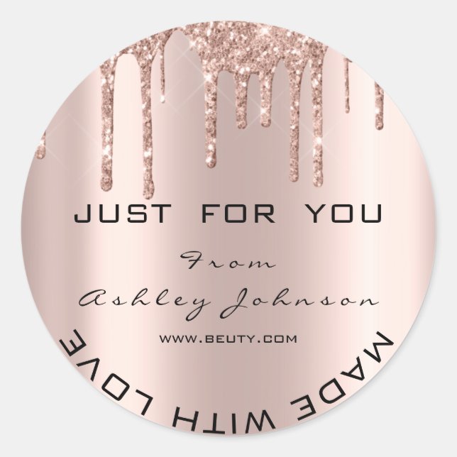 Adesivo Glitter Obrigado Rosa Dourado Com Amor (Frente)