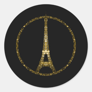 Adesivo Glitter ouro em Torre Eiffel brilha em preto