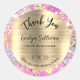 Adesivo Glitter Pink Optile Obrigado