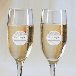 Adesivo Glitter prateado de casamento. Esta bebida pertenc