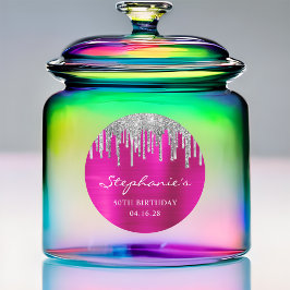 Adesivo Glitter prateado gotas cor-de-rosa quente 50.o ani