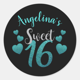 Adesivo Glitter Preto e Teal Personalizado 16