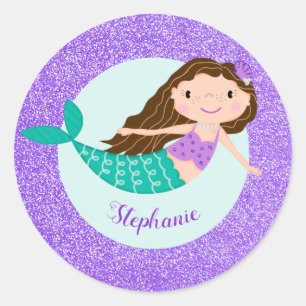 Adesivo Glitter Púrpura de Sereia Cuja Personalização S