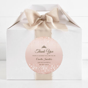 Adesivo Glitter Rosa Dourado Quinceañera