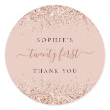 Glitter Rosa Dourado Vinte Primeiro Aniversário Ob