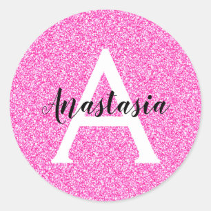 Adesivo Glitter Rosa Quente Brilhante Brilha Nome do Monog