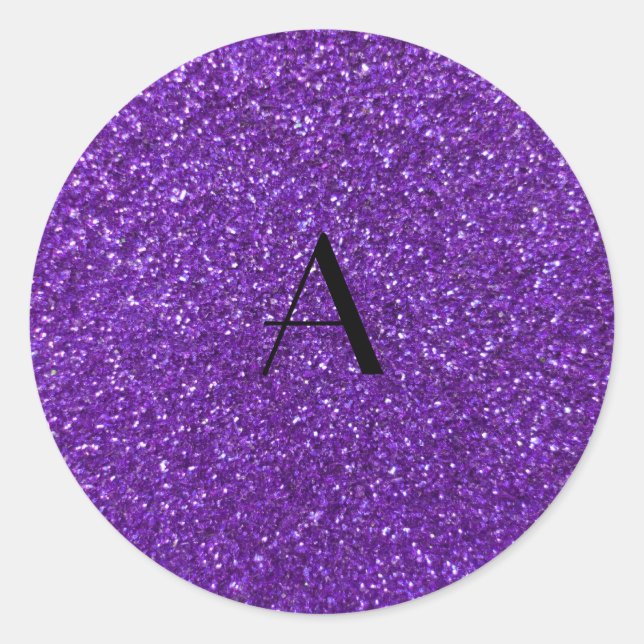 Adesivo Glitter roxo monograma (Frente)