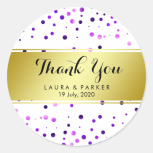 Adesivo Glitter Roxo Obrigado Confetti De Casamento