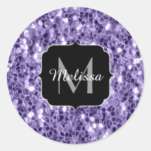 Adesivo Glitter roxo ultra violeta brilha monograma